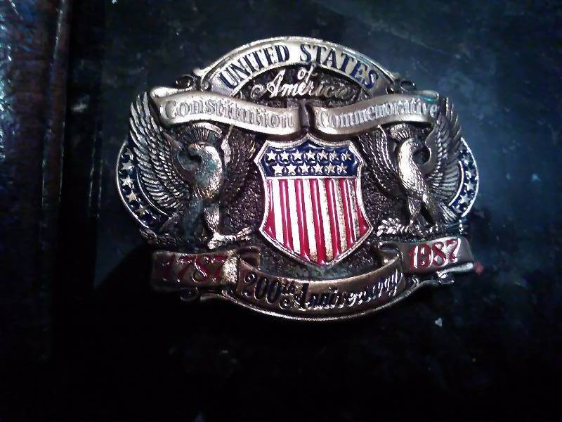 lot 201 image: Vintage Belt Buckle, US Constitution Commemorative