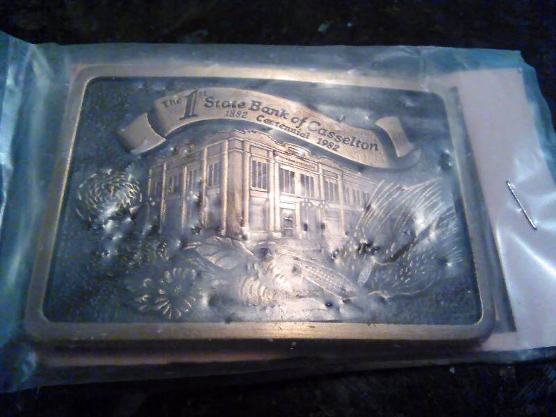 lot 209 image: Vintage Belt Buckle, First State Bank of Casselton