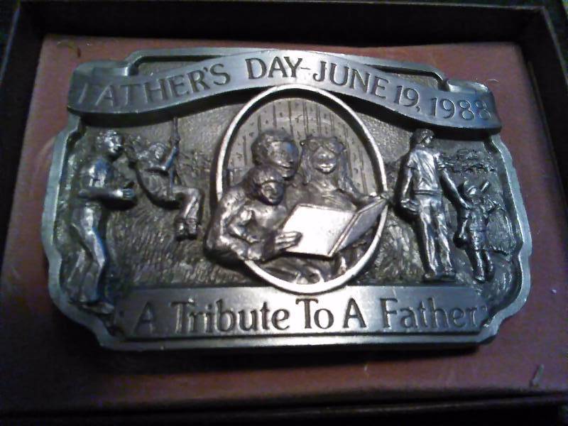 lot 217 image: Vintage Belt Buckle, Fathers, June 19, 1988, New in Box, Limited Edition, 0792 of 2500