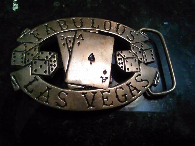 lot 233 image: Vintage Belt Buckle, Las Vegas Dice, cards, ACE