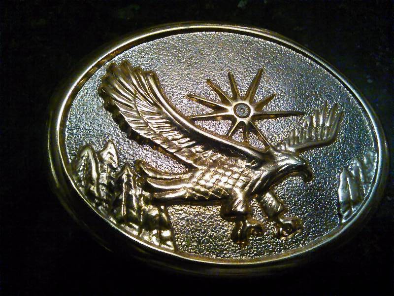 lot 238 image: Vintage Belt Buckle, Silver and Gold Eagle