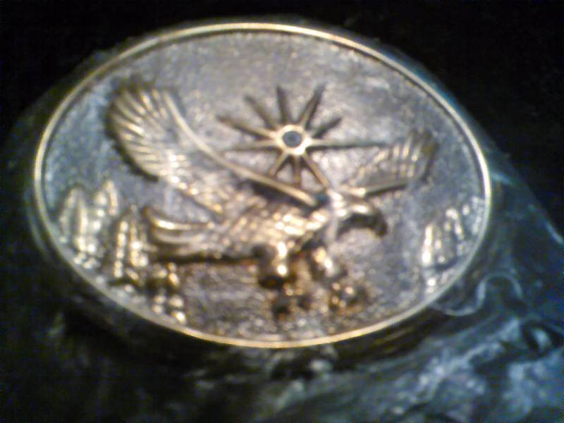 lot 240 image: Vintage Belt Buckle, Gold and Silver Eagle
