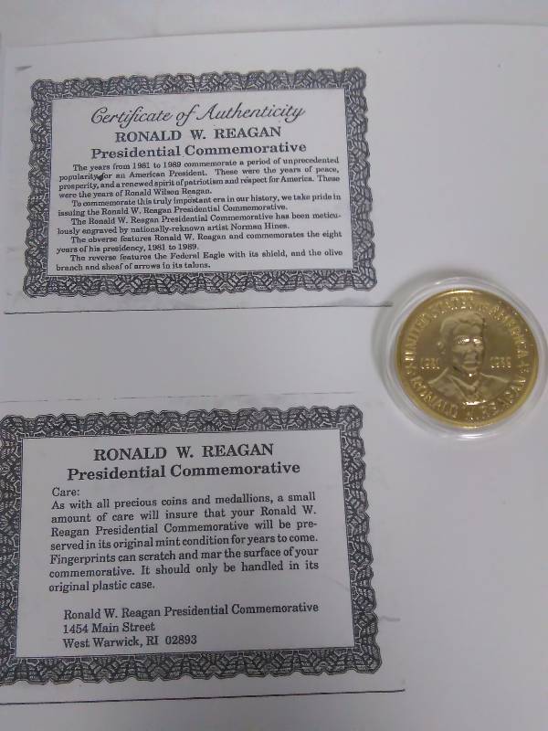 lot 65 image: Ronald Regan 40th President Commemorative Coin