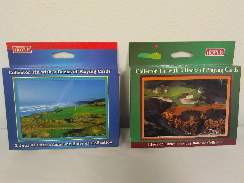lot 130 image: Golf Playing Cards (2) Collector Tins each with two sets of playing cards