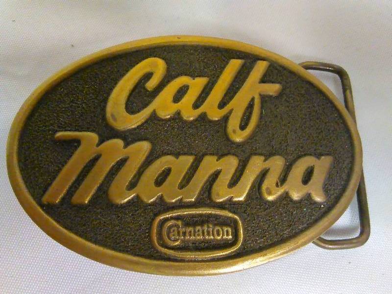 lot 166 image: Vintage Belt Buckle, Calf Manna, Carnation, Daisy, 1977