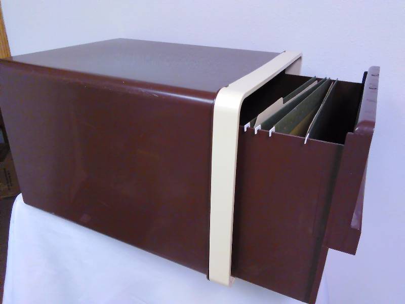 lot 185 image: Hanging File System, just in time for tax season  Plastic, portable, built in handles