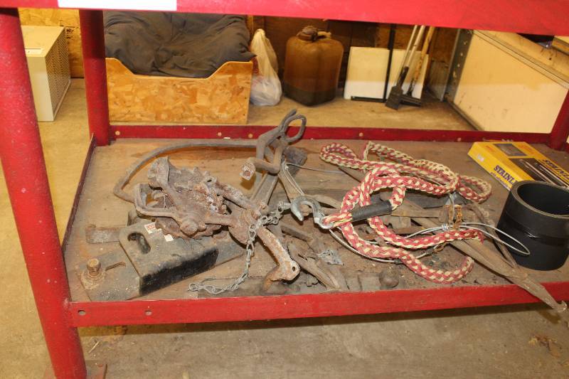 lot 1437 image: Under Table Lot Includes Winch, Tow Rope, Stainless Steel Gas BBQ Grill Burner