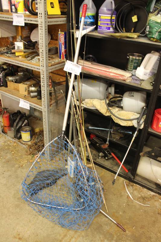 lot 1430 image: Lot of (11) Fishing Gear Includes 10) Poles AND 1) Net