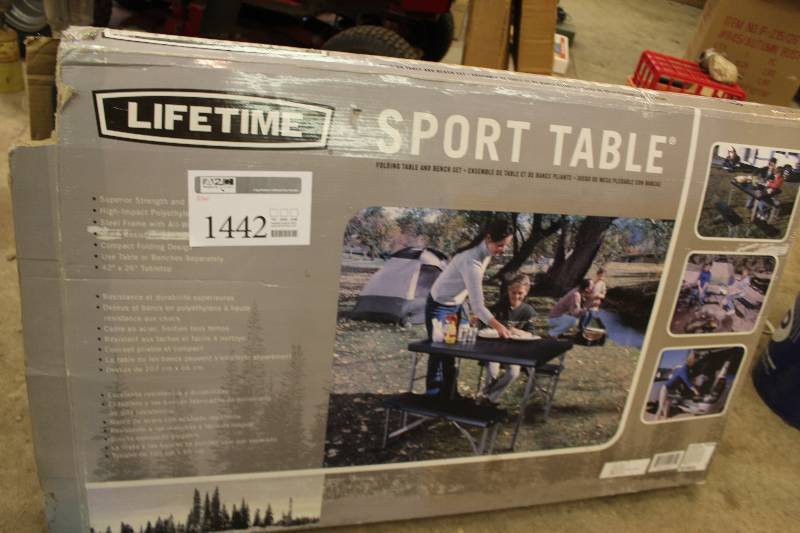 lot 1442 image: Lifetime Sport Table Folding Table & Bench Set