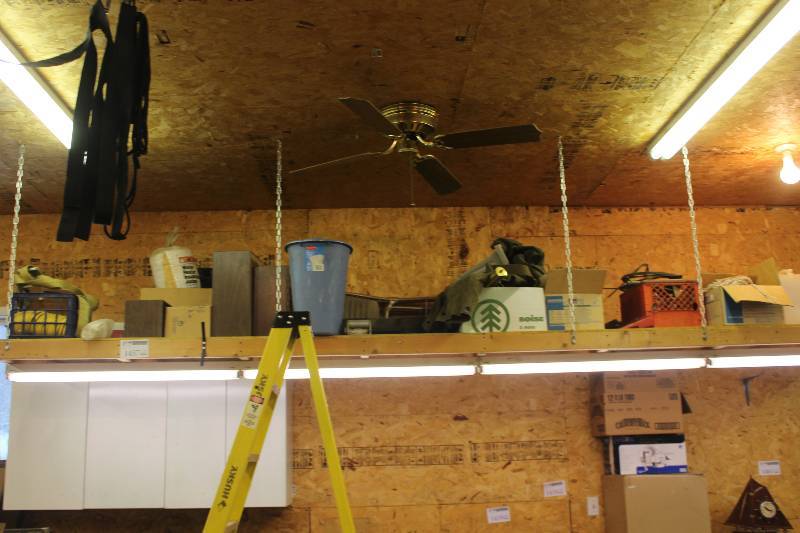lot 1457 image: Top Shelf Lot Includes Speakers, Rope, Empty Bins