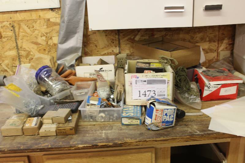 lot 1473 image: Counter Lot Includes Nails, Screws, Misc Hardware