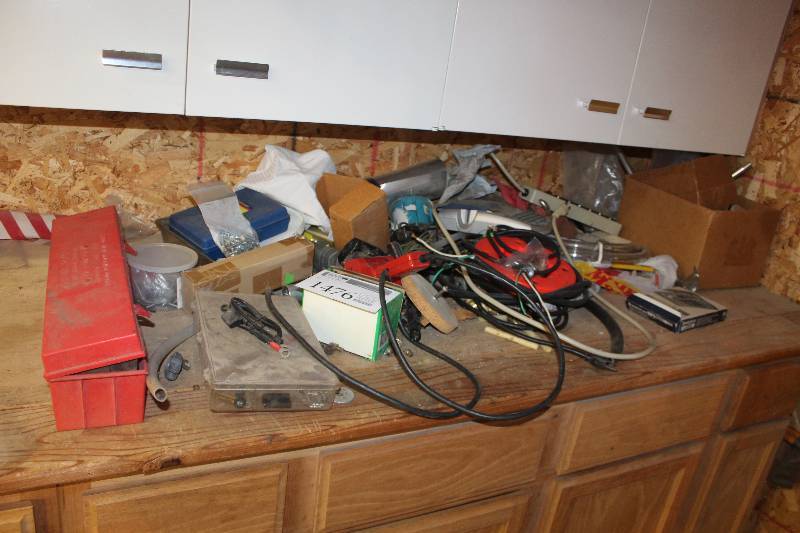 lot 1476 image: Counter Lot Includes Electrical, Misc Hardware