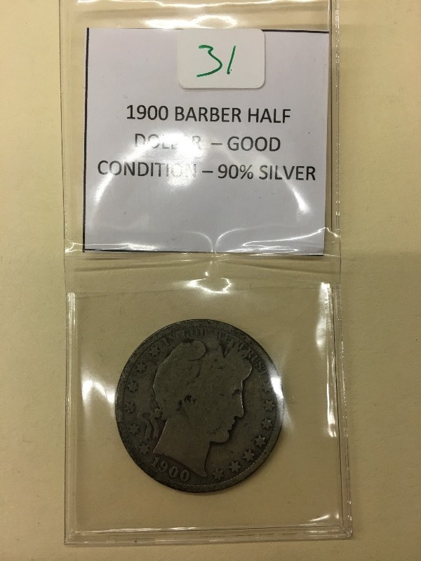 1900 Barber Half Dollar, Good Condi...