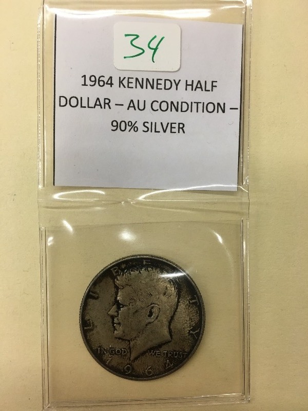 1964 Kennedy Half Dolar, 90% Silver...