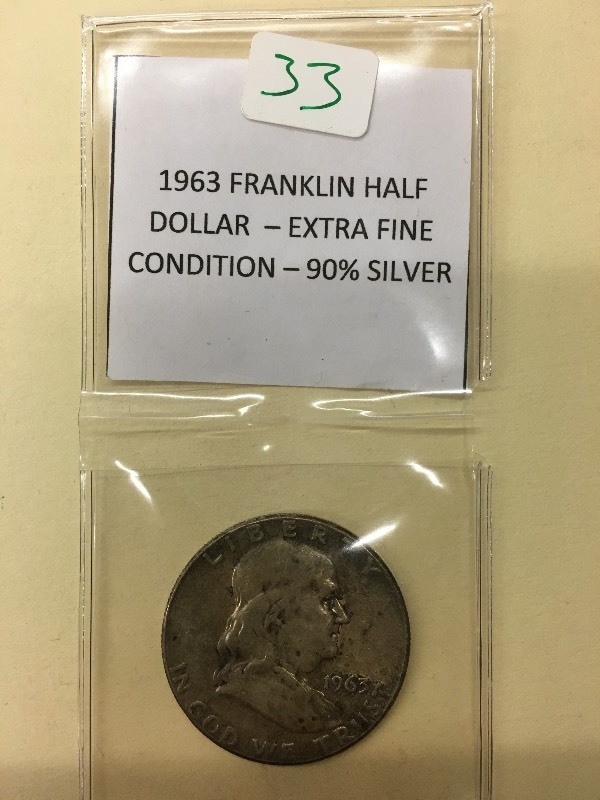 1963 Franklin Half Dollar, 90% Silv...