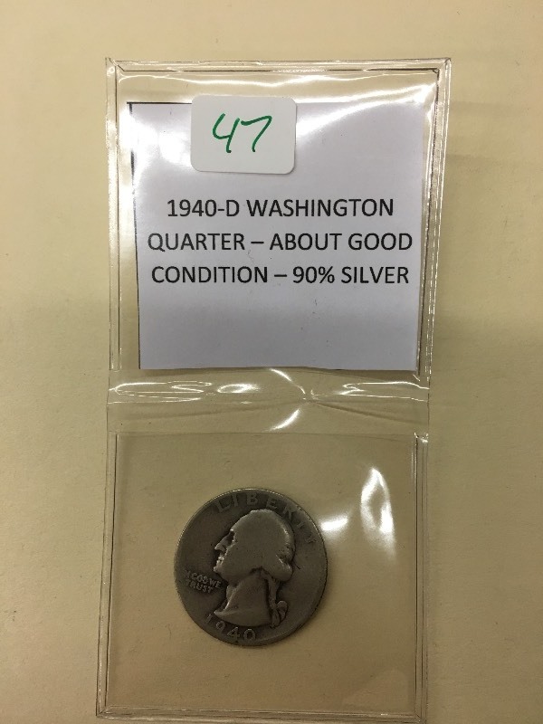 1940-D Washington Quarter, 90% Silv...