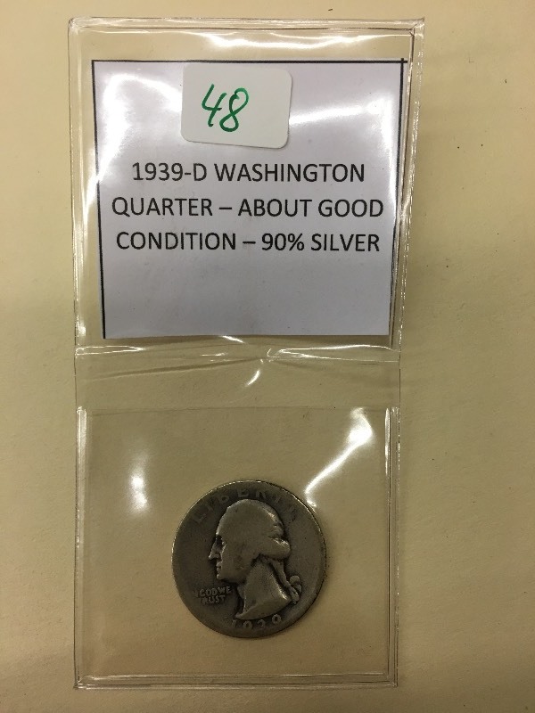1939-D Washington Quarter, 90% Silv...