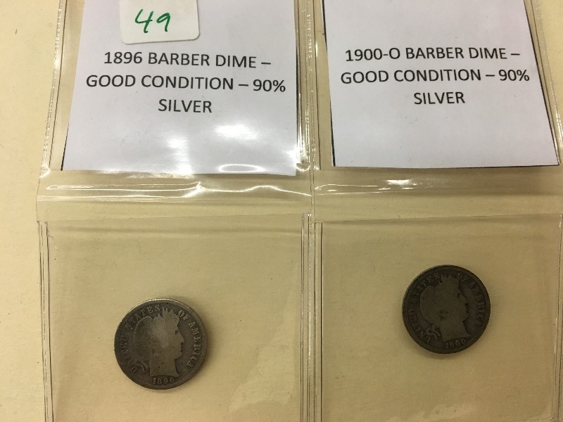 Lot Of (1) 1896 Barber Dime--90% S...