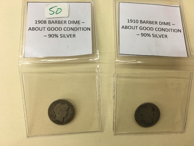 Lot Of (1) 1908 Barber Dime--90% S...