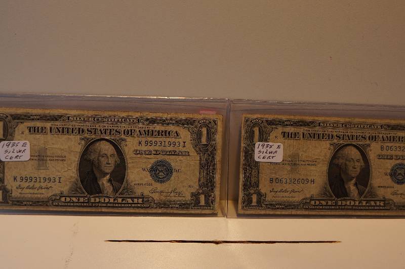 (2) 1935-E $1 Silver Certificates