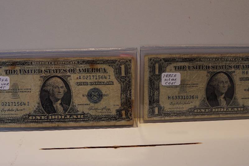 (2) 1935-E $1 Silver Certificates