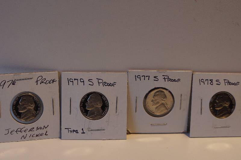 1976-S, 1977-S, 1978-S, 1979-S Type 1 Proof Jefferson Nickels