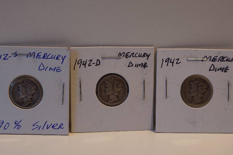 1942, 1942-D, 1942-S Mercury Dimes