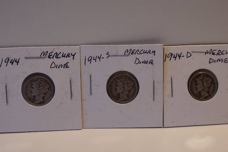 1944, 1944-D, 1944-S Mercury Dimes