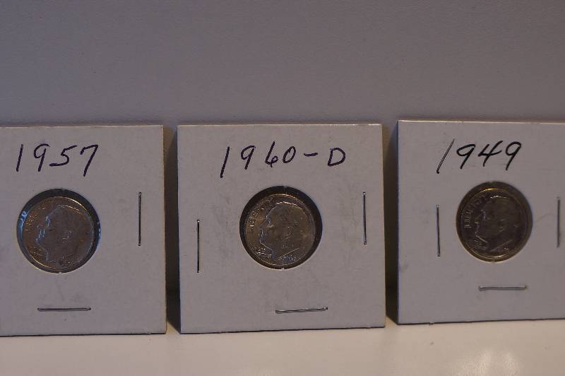 1949, 1957, 1960-D Silver Roosevelt Dimes