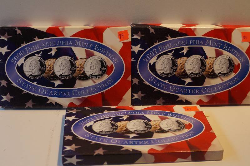2000, 2001,2002 Philidelphia Mint Edition State Quarter Collection