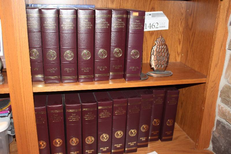 Lot of (2) Shelves of National Geographic Magazine Bound Books