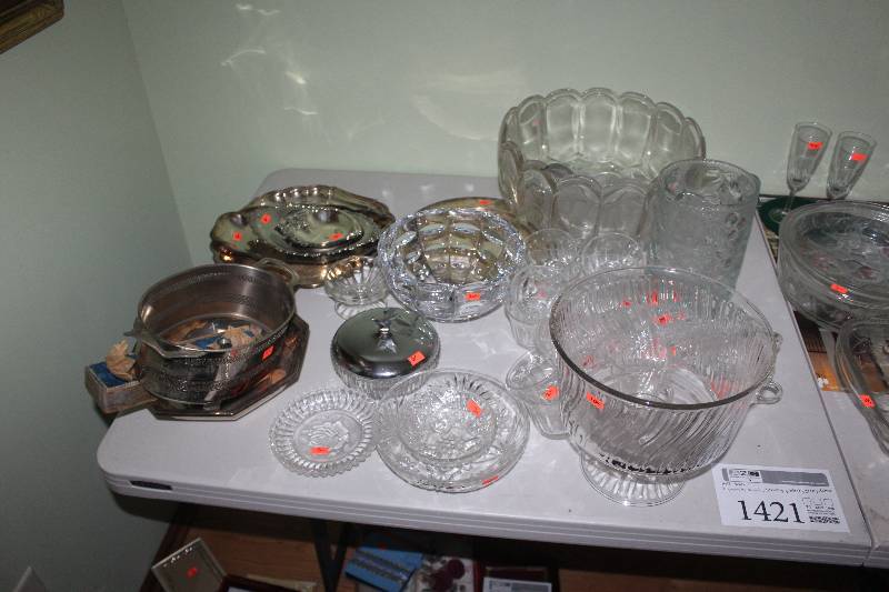 Punch Bowl, Serving Plates, Glass Pitcher