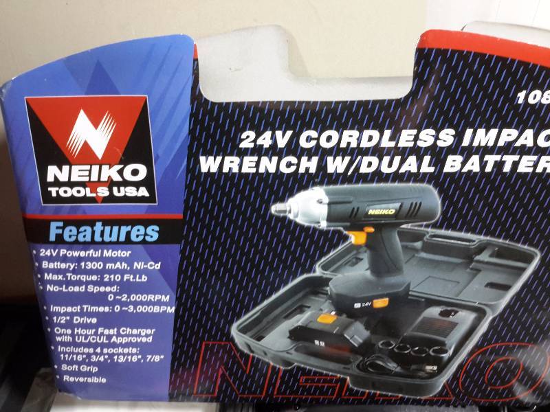 lot 7 image: NEIKO, tools 24 V Cordless Impact Wrench wDual Batteries