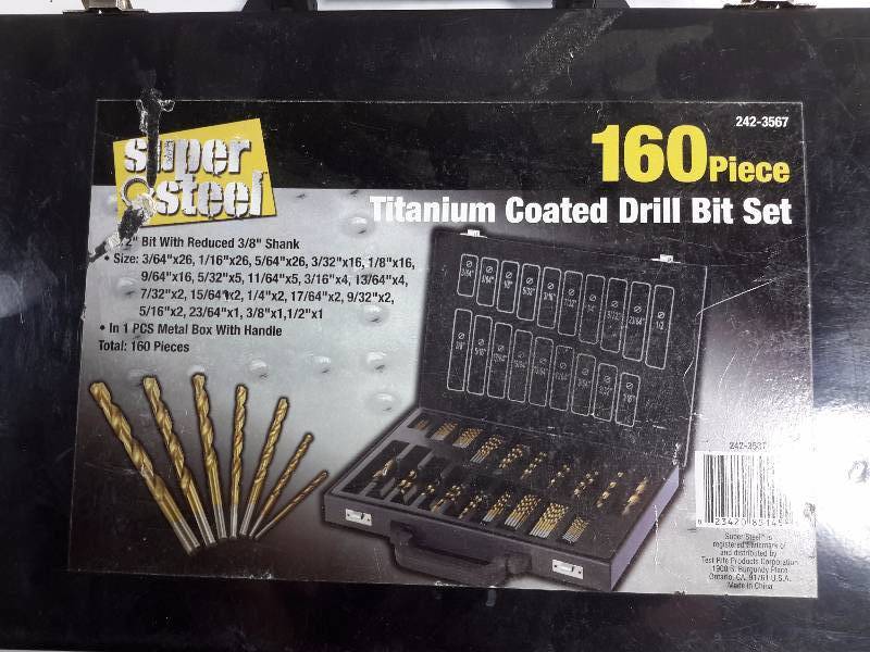 lot 25 image: 160 piece Titanium Coated Drill Bit Set