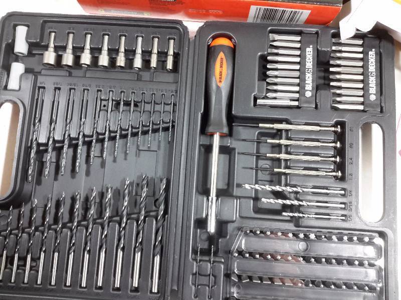 lot 26 image: Industrial USA Index 29 pc Drill Bit set (2 missing) Black and Decker 120 piece Home Project kit