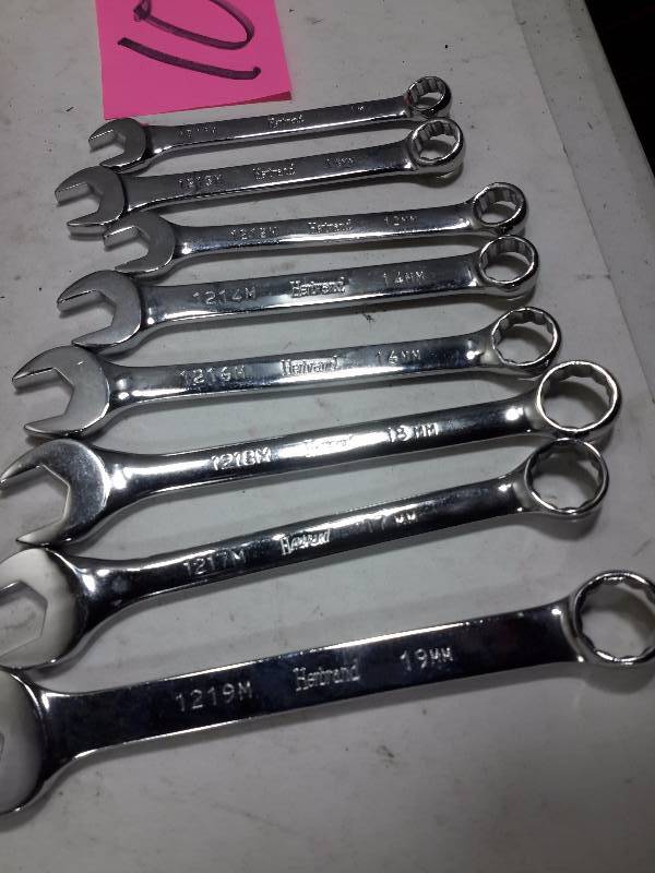 lot 100 image: Set of 8, Herbrand Metric Combination wrenches  Set of 10 Deep Socket, Metric Sockets and case