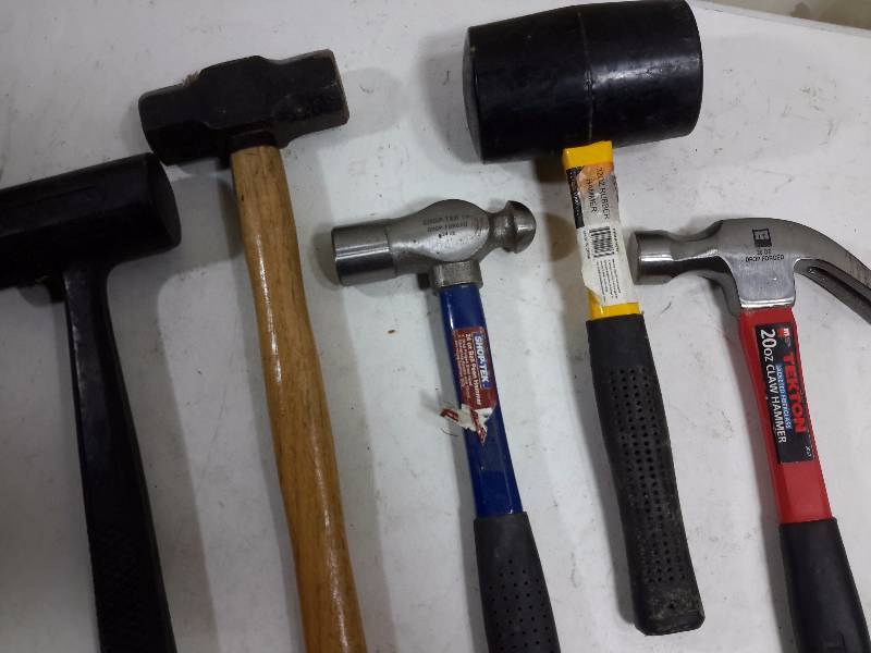 Blowhead mallet, rubber mallet, claw hammer, 3 lb hammer, ball peen ...