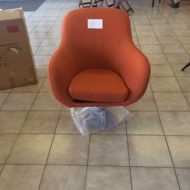 Plush Swivel Modern Rust Accent Orange Chair