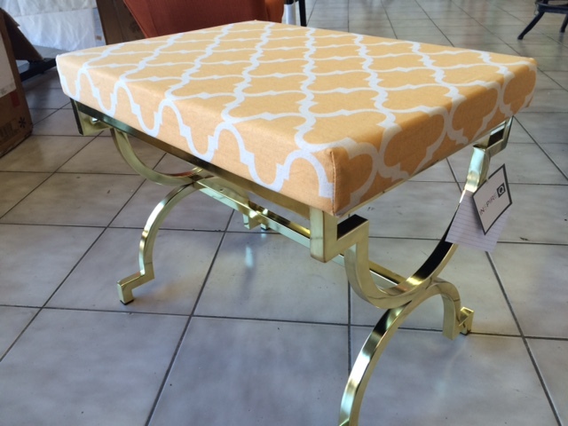 Modern Coral Print Fabric Cushion Vanity Stool