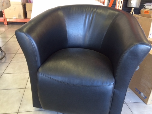 Dark Brown Leather Armed Swivel Chair