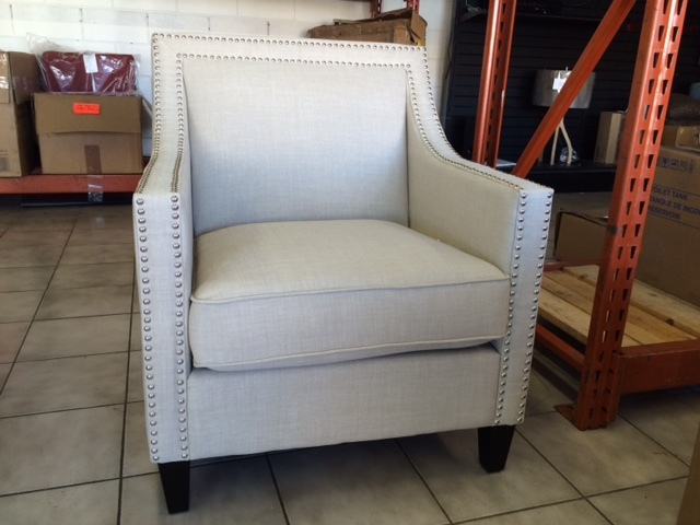 Mid Century Modern Studded Grey Accent Chair