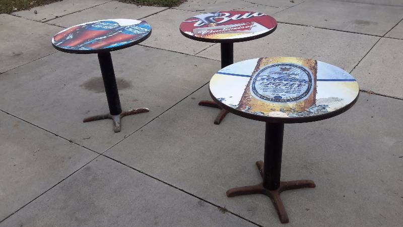 3 logoed tabletops-as is need hardware