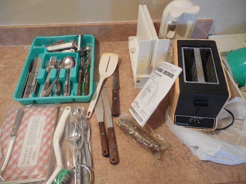 KITCHEN LOT OF SLIVER WARE & MISC.