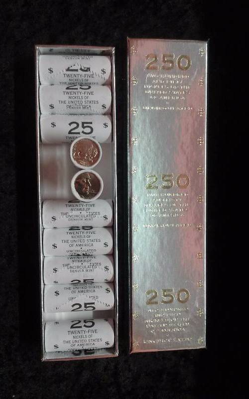 250 US Nickels of the US, Uncirculated, $12.50 face value