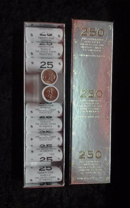 250 US Nickels of the US, Uncirculated, $12.50 face value
