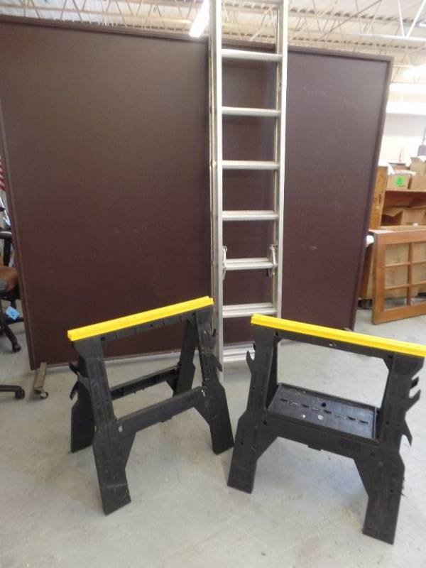 Ladder and Sawhorses