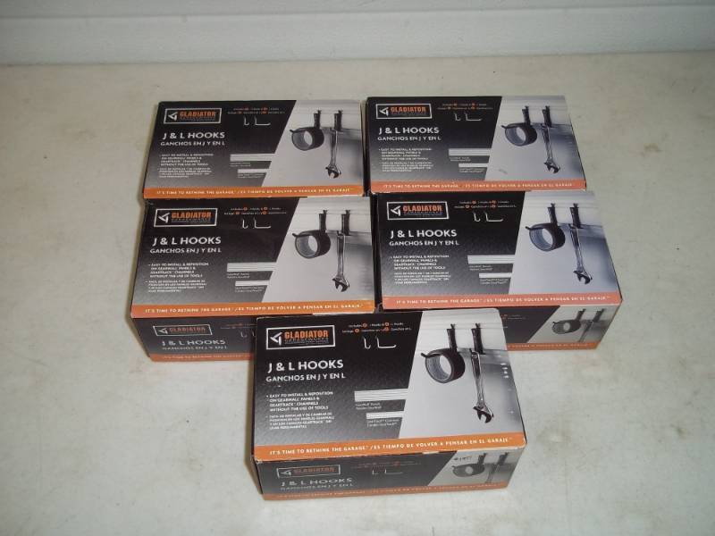 lot 63 image: 5 boxes of J and H hooks,  8 per box