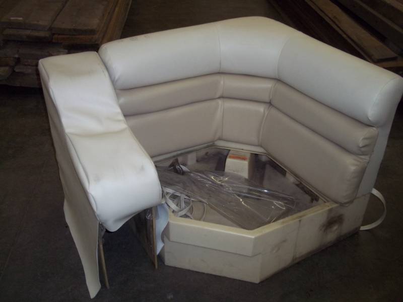 lot 141 image: Unfinished pontoon seat with armrest 29 tall x 32 wide