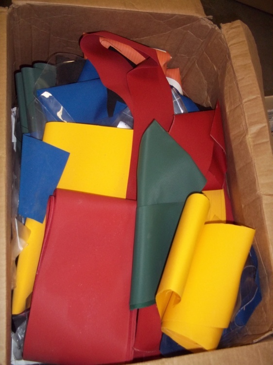 lot 154 image: Box of colorful canvas pieces are 6 wide