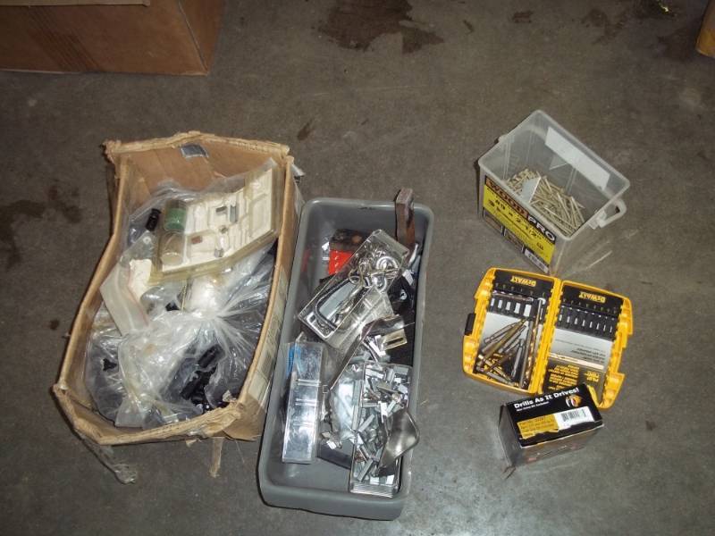 lot 159 image: Screws, staples, cord cinches, bits